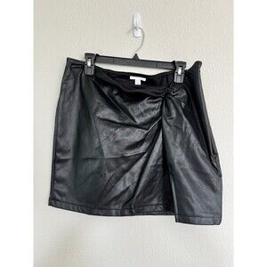 Topshop Faux Leather Tie Ruched Slit Mini Skirt Size 12 Grunge Gothic Punk